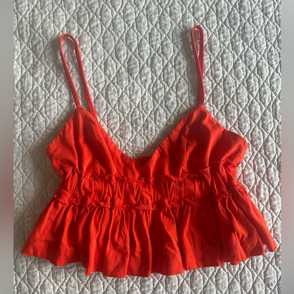 Red Crop Top with Open Back - Picture 1 of 6